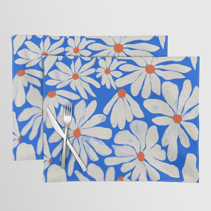 Boho Daisies on Indigo Blue Placemat Gallery Image 1