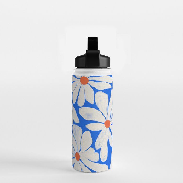 Boho Daisies on Indigo Blue Water Bottle Gallery Image 2