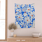 Boho Daisies on Indigo Blue Wall Tapestry Gallery Image 2