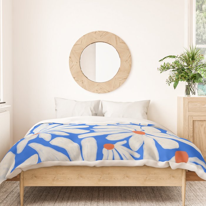 Boho Daisies on Indigo Blue Duvet Cover Gallery Image 3