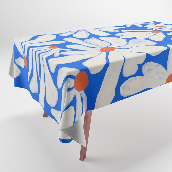 Boho Daisies on Indigo Blue Tablecloth Gallery Image 1