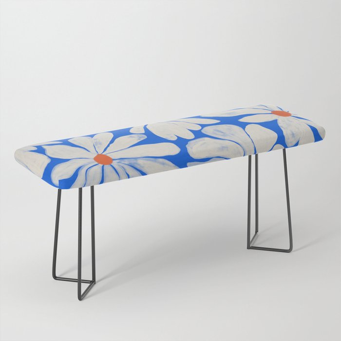 Boho Daisies on Indigo Blue Bench Gallery Image 1