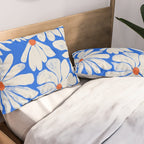 Boho Daisies on Indigo Blue Pillow Sham Gallery Image 2