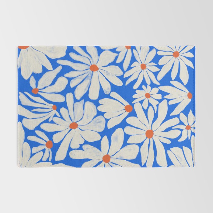 Boho Daisies on Indigo Blue Rug Gallery Image 2