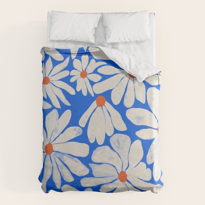 Boho Daisies on Indigo Blue Duvet Cover Gallery Image 6