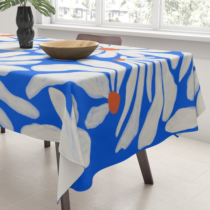 Boho Daisies on Indigo Blue Tablecloth Gallery Image 3