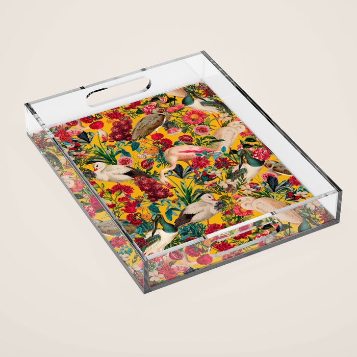 FLORAL AND BIRDS XVIII Acrylic Tray Gallery Image 1