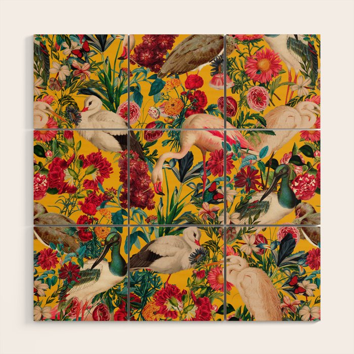 FLORAL AND BIRDS XVIII Wood Wall Art Gallery Image 1