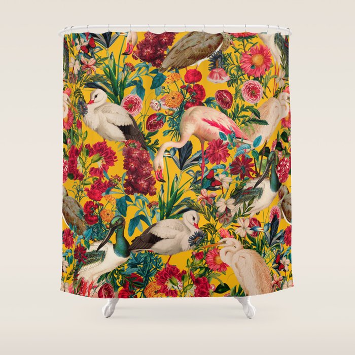 FLORAL AND BIRDS XVIII Shower Curtain Gallery Image 1
