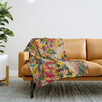 FLORAL AND BIRDS XVIII Throw Blanket Gallery Image 1