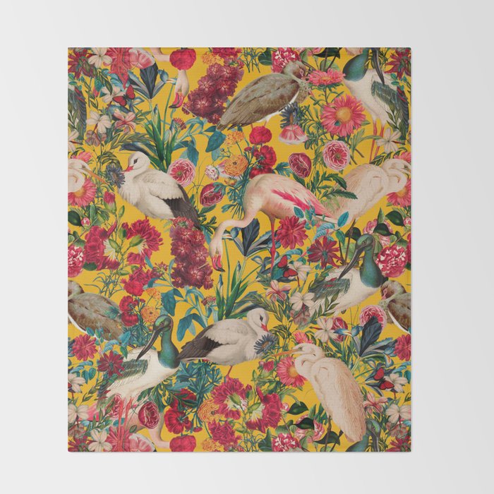 FLORAL AND BIRDS XVIII Throw Blanket Gallery Image 2