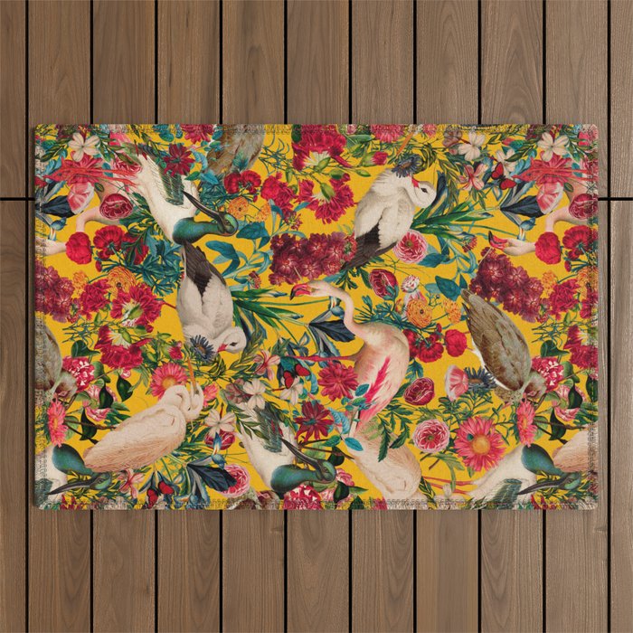 FLORAL AND BIRDS XVIII Outdoor Rug Gallery Image 1