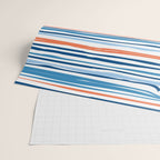 Modern Abstract Ocean Wave Stripes in Classic Blues and Orange Wrapping Paper Gallery Image 2