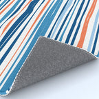 Modern Abstract Ocean Wave Stripes in Classic Blues and Orange Rug Gallery Image 4