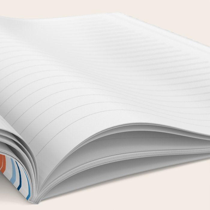 Modern Abstract Ocean Wave Stripes in Classic Blues and Orange Notebook Gallery Image 2