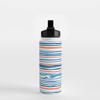 Modern Abstract Ocean Wave Stripes in Classic Blues and Orange Water Bottle Gallery Image 2