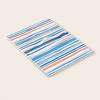 Modern Abstract Ocean Wave Stripes in Classic Blues and Orange Notebook Gallery Image 3