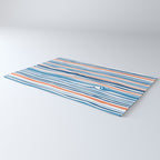 Modern Abstract Ocean Wave Stripes in Classic Blues and Orange Rug Gallery Image 3