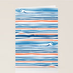 Modern Abstract Ocean Wave Stripes in Classic Blues and Orange Stationery Card Gallery Image 2
