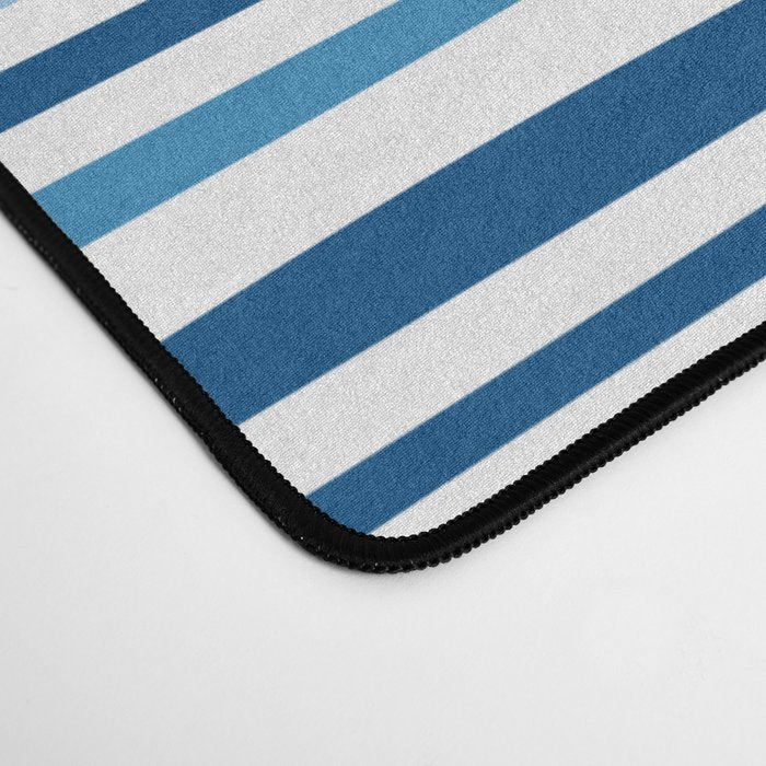 Modern Abstract Ocean Wave Stripes in Classic Blues and Orange Desk Mat Gallery Image 4