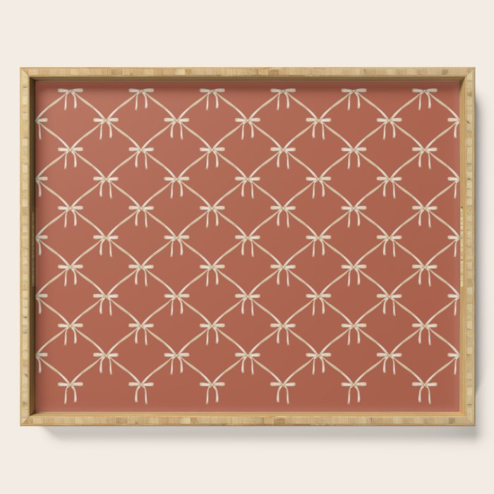 Bows & Ribbons Pattern LVIII Terracotta Orange Serving Tray Gallery Image 1