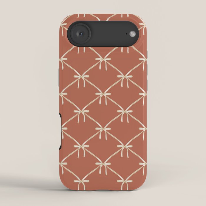 Bows & Ribbons Pattern LVIII Terracotta Orange iPhone Case Gallery Image 2