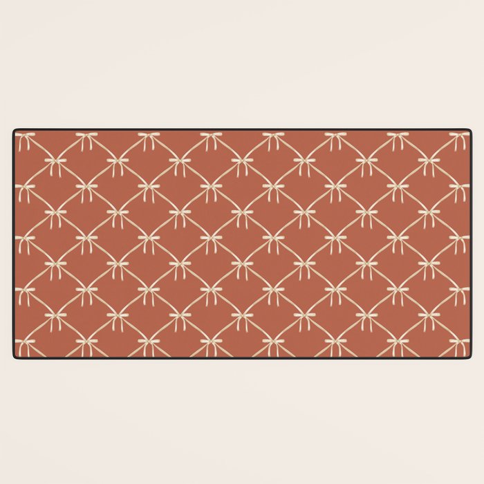 Bows & Ribbons Pattern LVIII Terracotta Orange Desk Mat Gallery Image 3