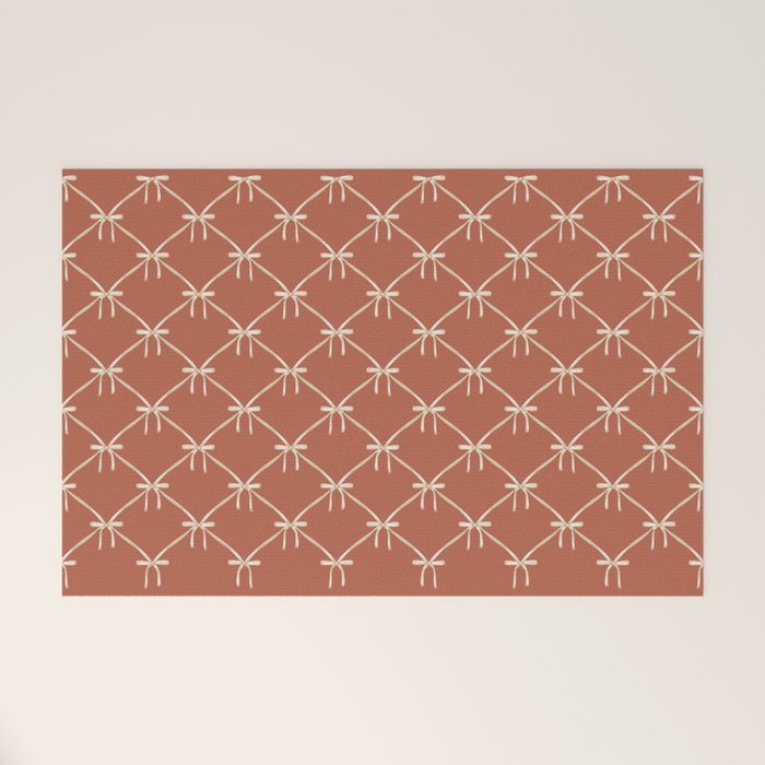 Bows & Ribbons Pattern LVIII Terracotta Orange Welcome Mat Gallery Image 1