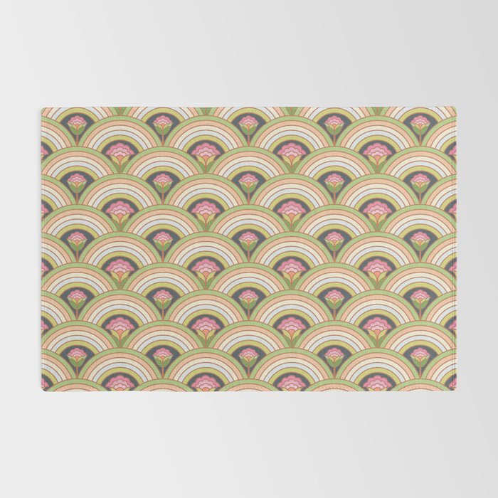 Retro Rainbow Flowers Rug Gallery Image 2
