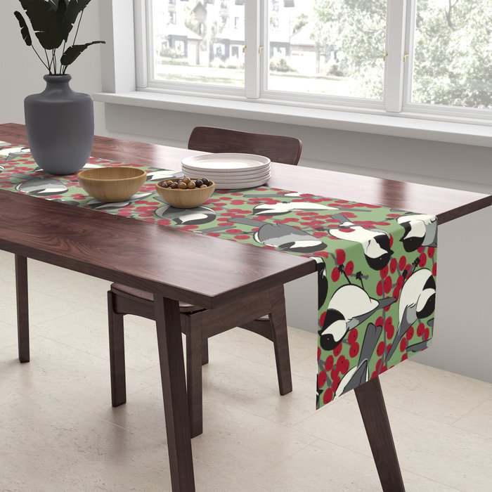 Chickadees & Winterberry Holly Table Runner Gallery Image 2