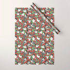 Chickadees & Winterberry Holly Wrapping Paper Gallery Image 1