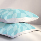 Warped Checkered Pattern in Aqua Blue, Wavy Checkerboard Pillow Sham Gallery Image 3