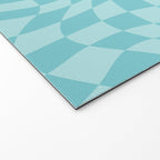 Warped Checkered Pattern in Aqua Blue, Wavy Checkerboard Welcome Mat Gallery Image 2