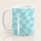 Warped Checkered Pattern in Aqua Blue, Wavy Checkerboard Coffee Mug Gallery Image 3