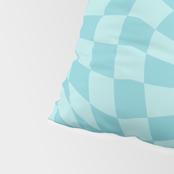 Warped Checkered Pattern in Aqua Blue, Wavy Checkerboard Pillow Sham Gallery Image 4