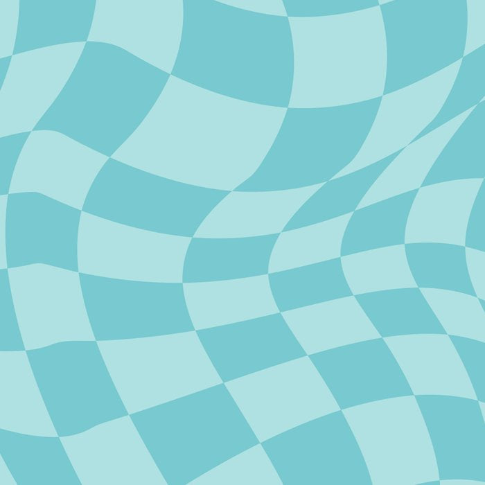 Warped Checkered Pattern in Aqua Blue, Wavy Checkerboard Coffee Mug Gallery Image 2
