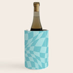 Warped Checkered Pattern in Aqua Blue, Wavy Checkerboard Wine Chiller Gallery Image 3