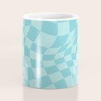 Warped Checkered Pattern in Aqua Blue, Wavy Checkerboard Coffee Mug Gallery Image 4