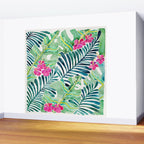 Lush Tropical Fronds & Hibiscus Wall Mural Gallery Image 2