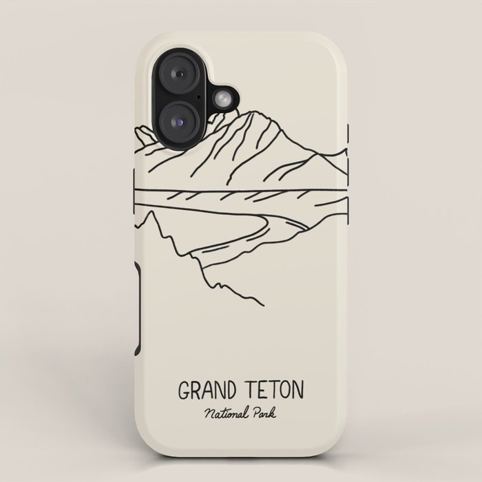 Grand Teton National Park Black on Cream iPhone Case Gallery Image 1