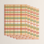 Retro Plaid - Mid Century Modern 50s 60s 70s Pattern in Green, Orange, Yellow, and White Wrapping Paper Gallery Image 3