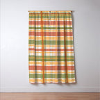 Retro Plaid - Mid Century Modern 50s 60s 70s Pattern in Green, Orange, Yellow, and White Window Curtain Gallery Image 3