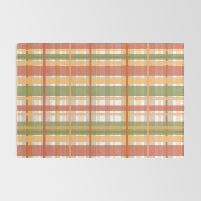 Retro Plaid - Mid Century Modern 50s 60s 70s Pattern in Green, Orange, Yellow, and White Rug Gallery Image 2