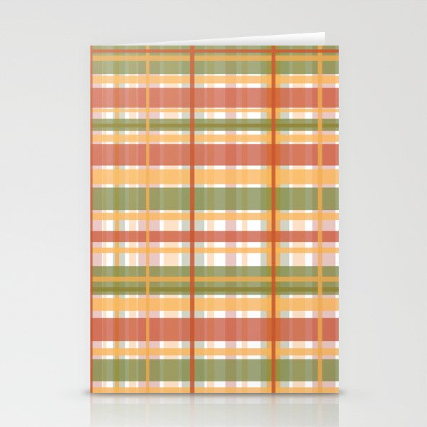 Retro Plaid - Mid Century Modern 50s 60s 70s Pattern in Green, Orange, Yellow, and White Stationery Card Gallery Image 2