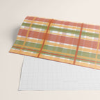 Retro Plaid - Mid Century Modern 50s 60s 70s Pattern in Green, Orange, Yellow, and White Wrapping Paper Gallery Image 2