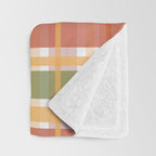 Retro Plaid - Mid Century Modern 50s 60s 70s Pattern in Green, Orange, Yellow, and White Throw Blanket Gallery Image 3
