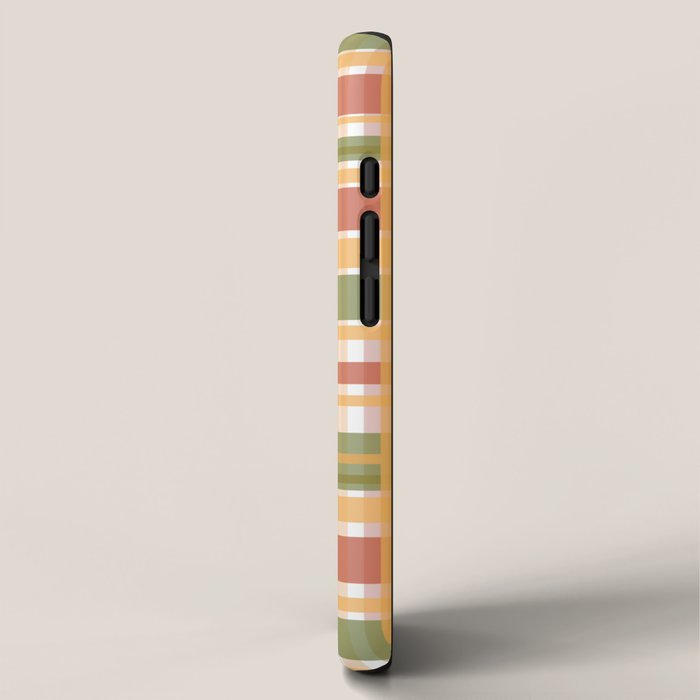 Retro Plaid - Mid Century Modern 50s 60s 70s Pattern in Green, Orange, Yellow, and White iPhone Case Gallery Image 2