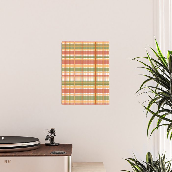 Retro Plaid - Mid Century Modern 50s 60s 70s Pattern in Green, Orange, Yellow, and White Poster Gallery Image 2