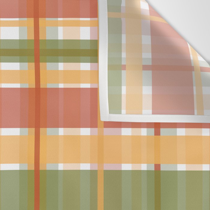 Retro Plaid - Mid Century Modern 50s 60s 70s Pattern in Green, Orange, Yellow, and White Wall Tapestry Gallery Image 3