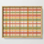 Retro Plaid - Mid Century Modern 50s 60s 70s Pattern in Green, Orange, Yellow, and White Serving Tray Gallery Image 1